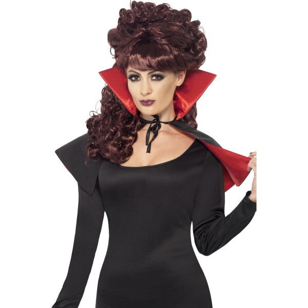 Smiffys mini vamp cape black red high collar - British product