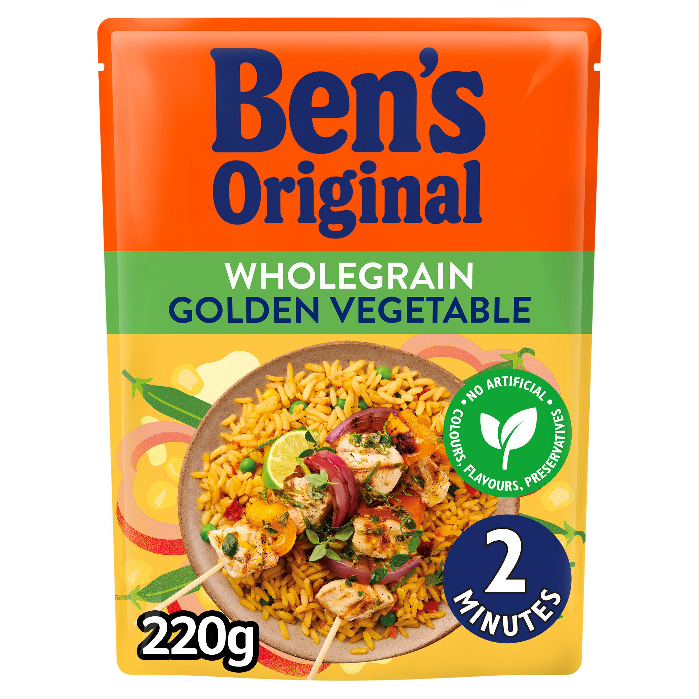 Ben's Original Wholegrain Golden Vegetable Microwave Rice 220g GOODS Sainsburys   