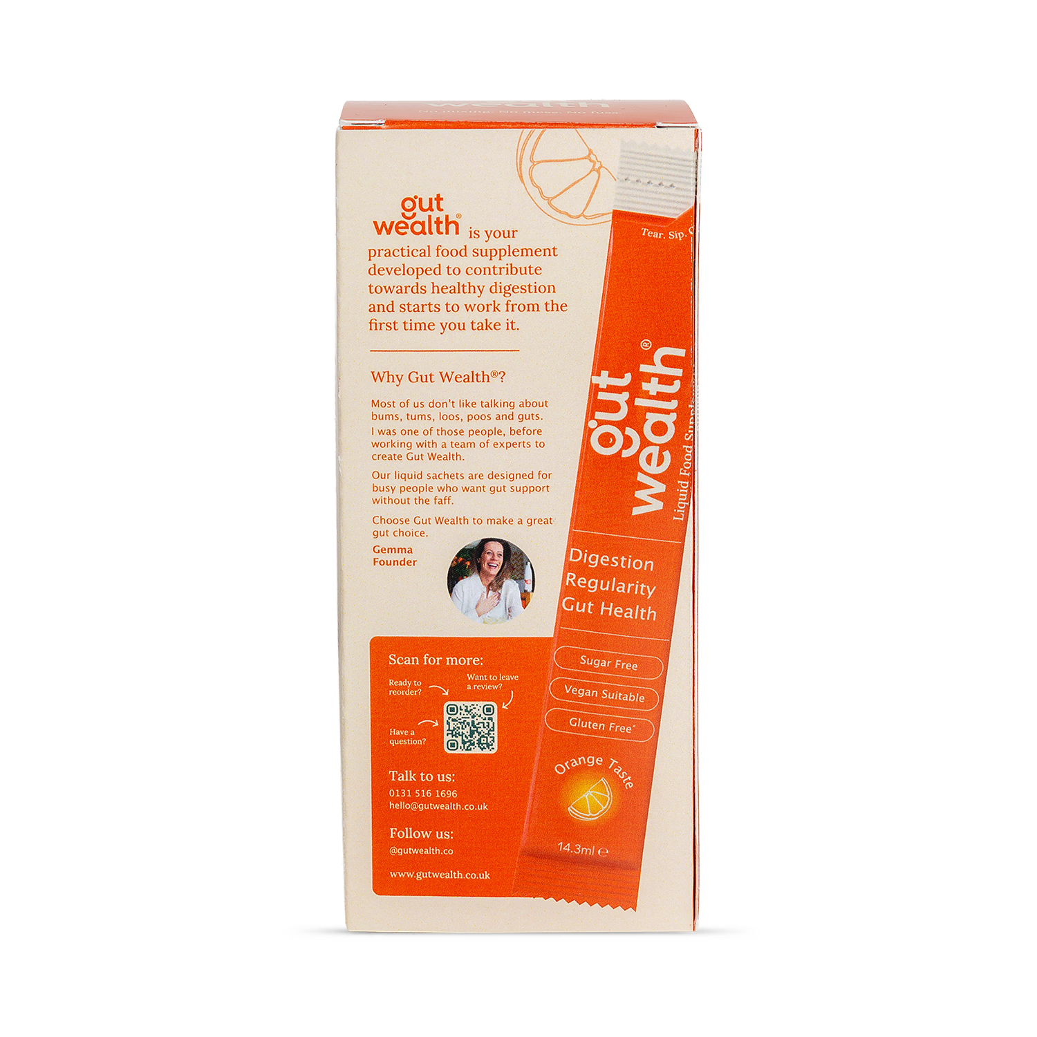 Gut Wealth liquid supplement sachets 14 count, UK version
