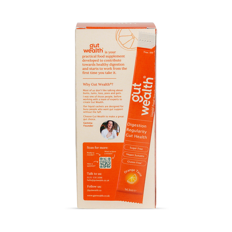Gut Wealth liquid supplement sachets 14 count, UK version