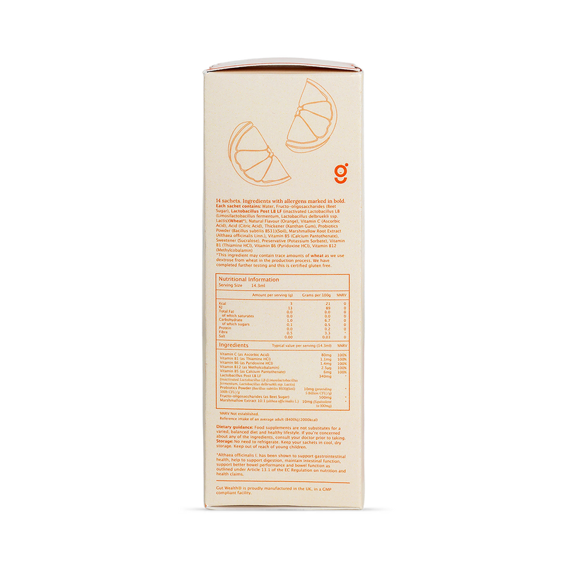 Gut Wealth liquid supplement sachets 14 count, UK version