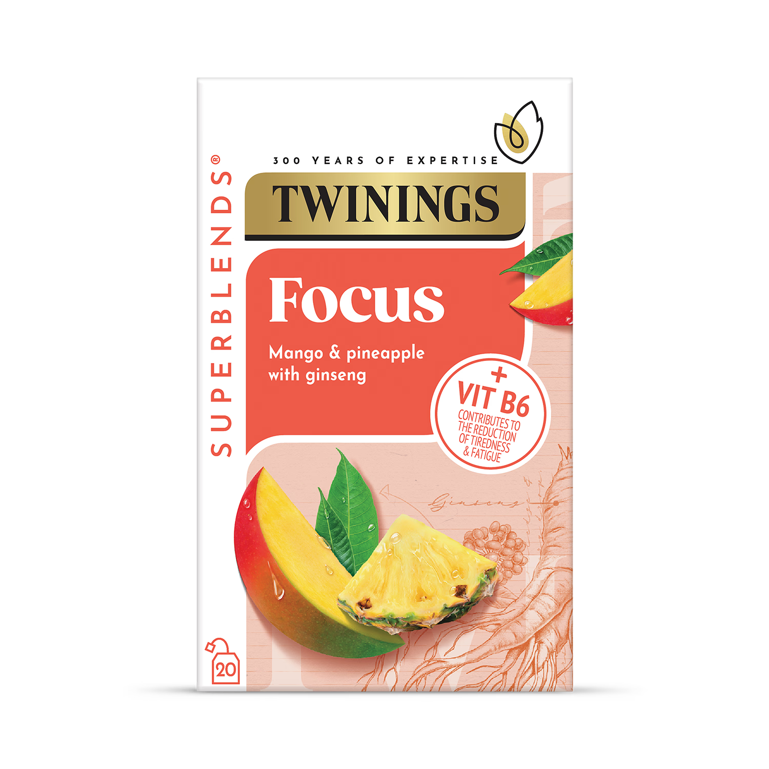 Twinings Herbal Tea Mango and Pineapple 20 Tea Bags (British brand)