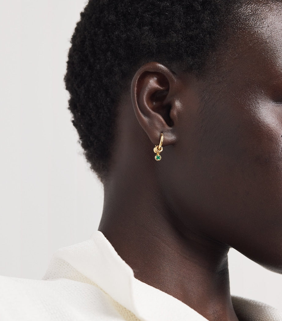 Spinelli Kilcollin yellow gold and emerald hoop earrings, UK version