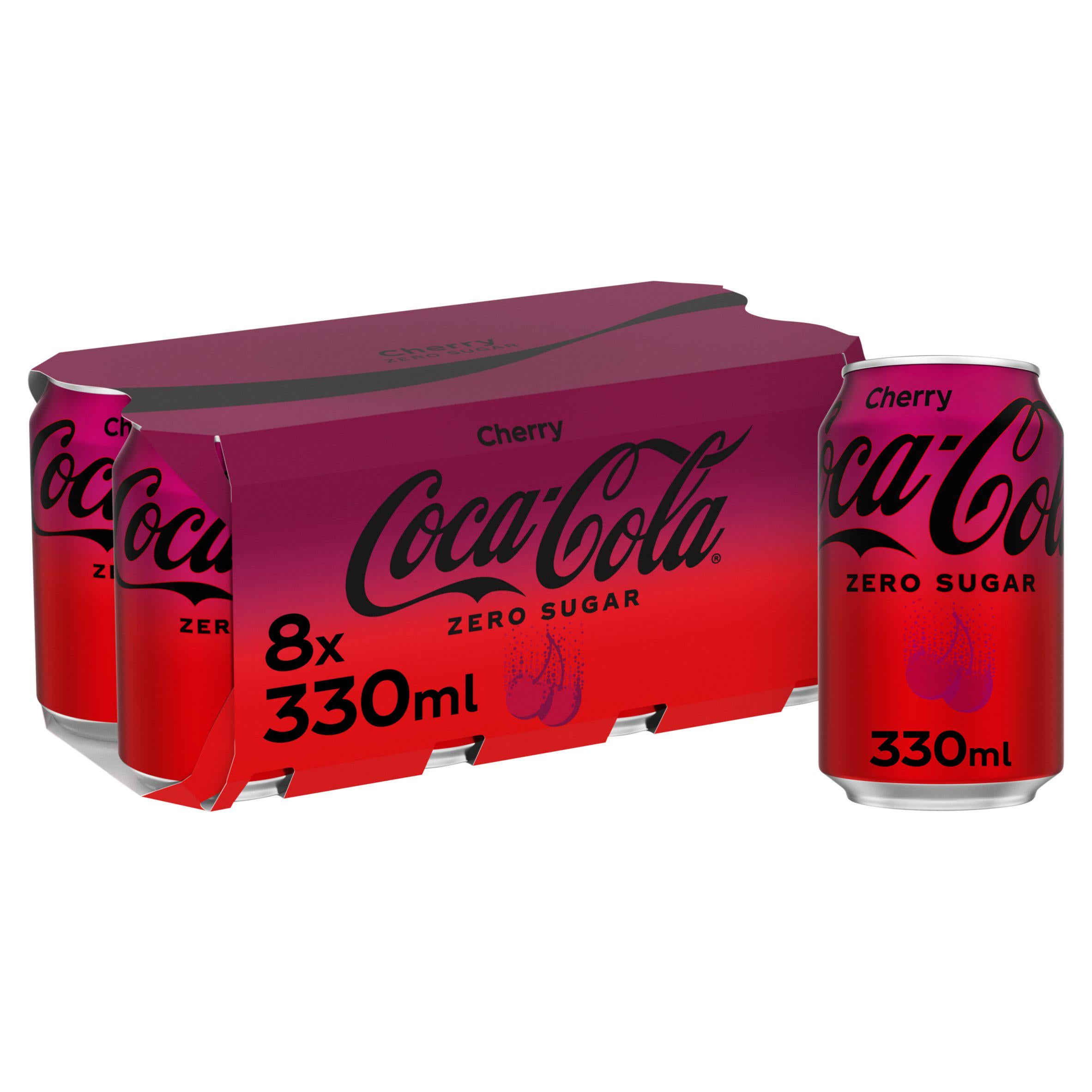 Coca Cola Zero Sugar Cherry 8x330ml Bigger multipacks Sainsburys   