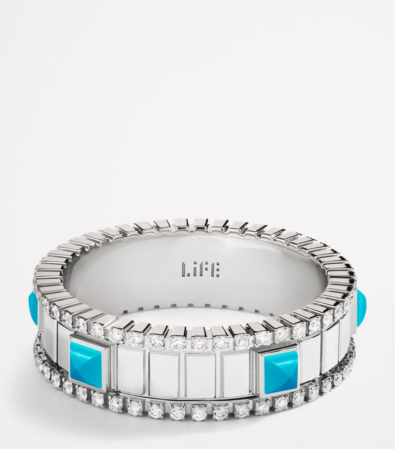 MARLI New York white gold turquoise diamond ring (British brand)