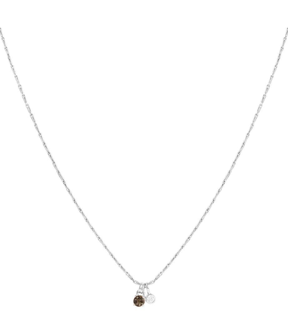 Astrid & Miyu rhodium-plated charm necklace with lab-grown diamond (British brand)