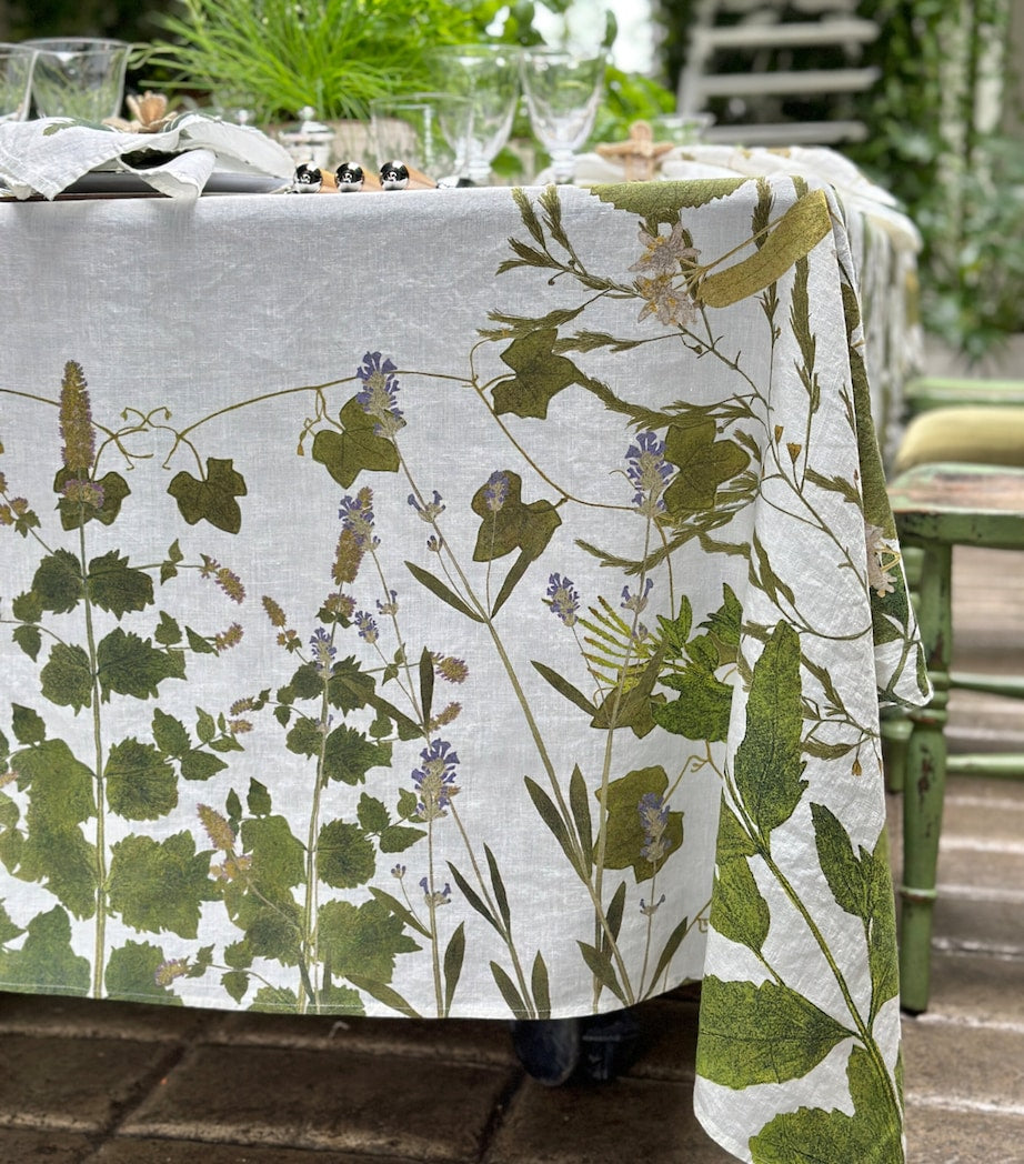 Summerill & Bishop Herb Garden Linen Tablecloth 165cm x 380cm (British brand)