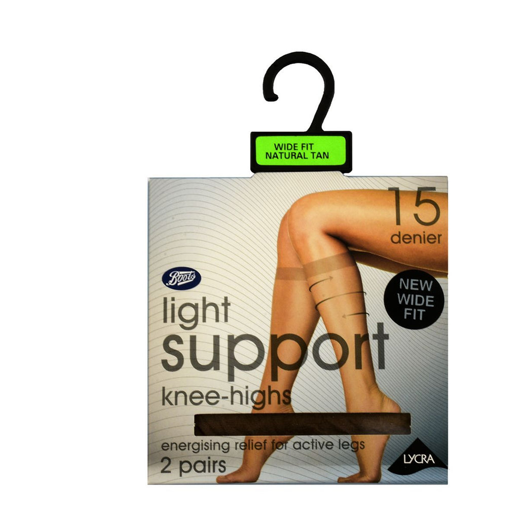 Boots Light Support Knee High 2 pair pack Natural Tan Wide Fit