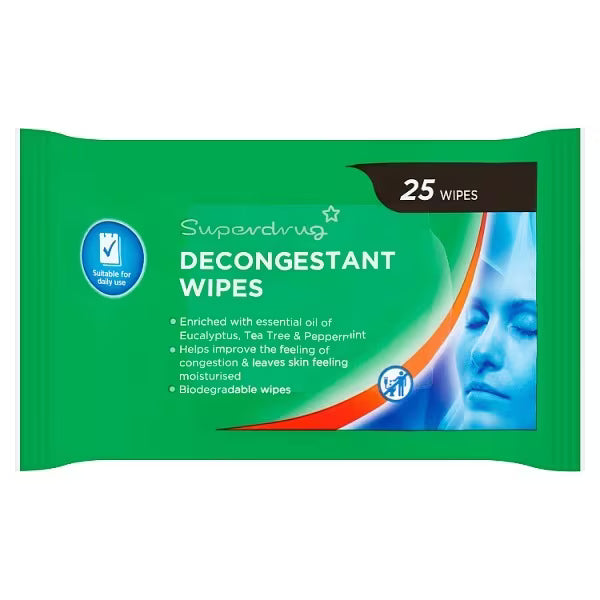 Lingettes nasales décongestionnantes Superdrug huile d'arbre à thé (marque britannique)