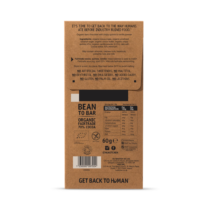 Hu Vanilla Crunch dark chocolate bar 60g, UK version