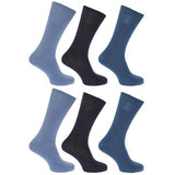 FLOSO Mens 100% Cotton Socks (Pack Of 6) (UK Shoe 6-11) GOODS Superdrug Shades of Blue  