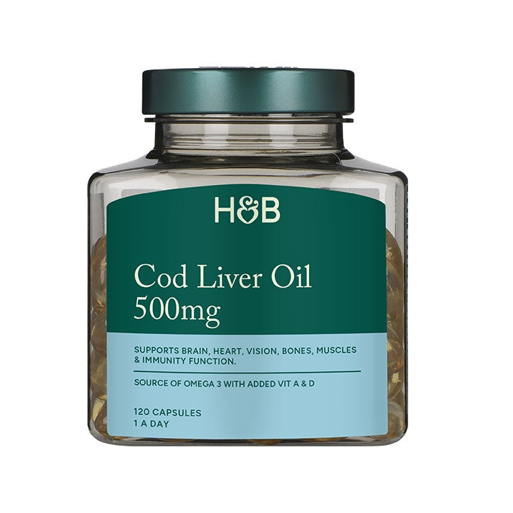 Holland & Barrett Pure Cod Liver Oil 1000mg 120 Capsules Omega 3 Supplements & Fish Oils Holland&Barrett