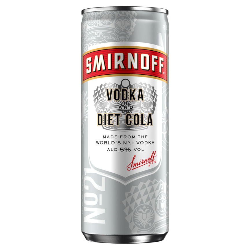 Smirnoff & Diet Cola Vodka Ready to Drink Premix Can 250