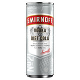 Smirnoff & Diet Cola Vodka Ready to Drink Premix Can 250 Adult Soft Drinks & Mixers ASDA   