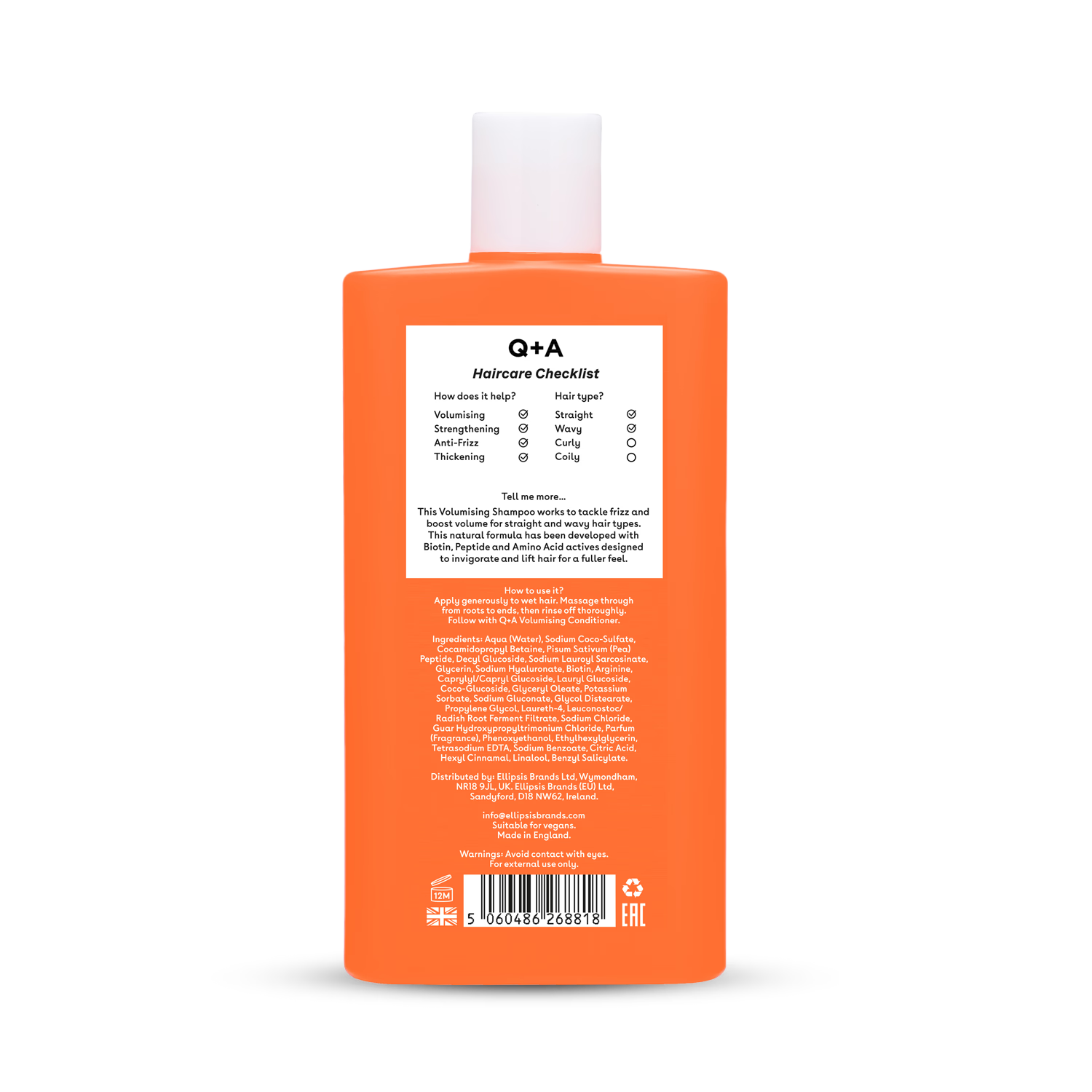 Q+A Volumising Shampoo 250ml (British brand)