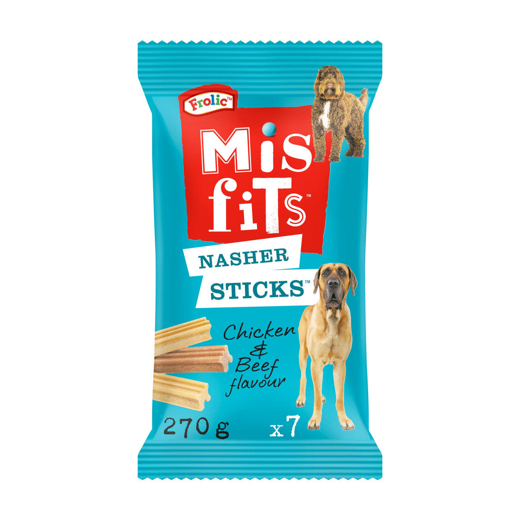 Misfits Nasher Sticks Adult Large Dog Treats with Chicken & Beef 270g