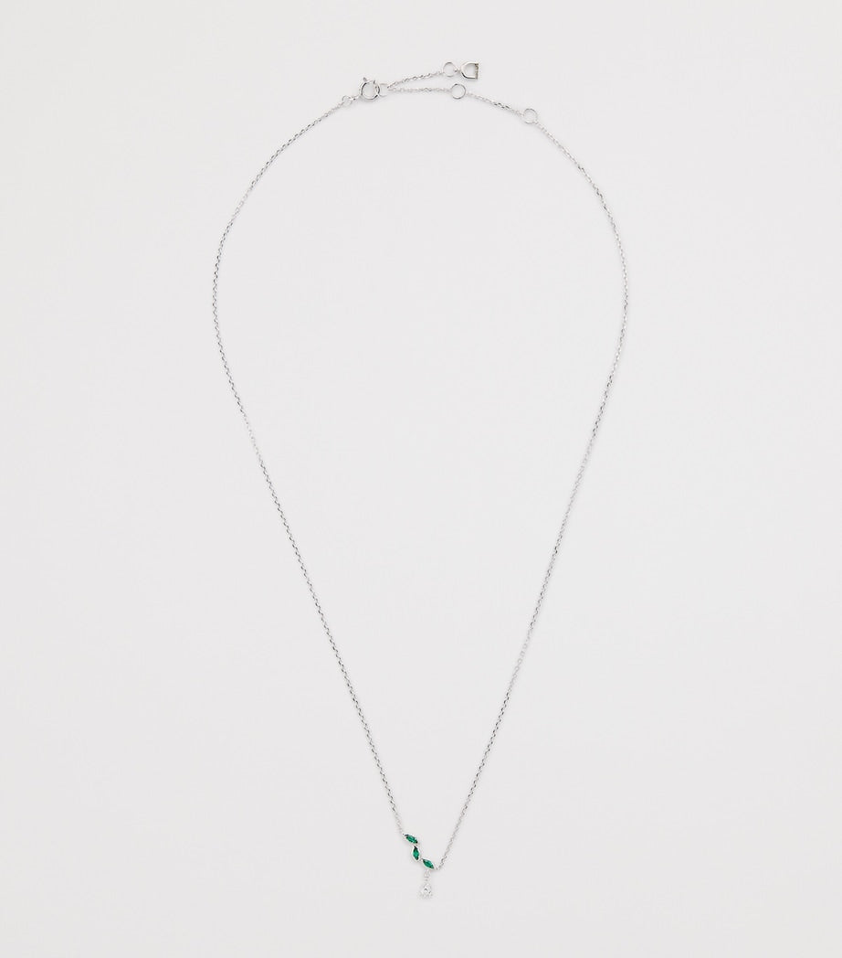 Astrid & Miyu white gold emerald diamond necklace, UK version