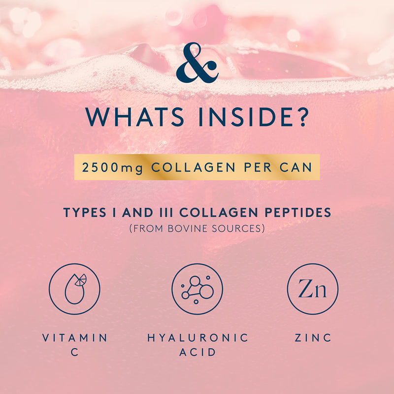 Dose & Co beauty collagen sparkling drink raspberry 250ml, imported from the UK