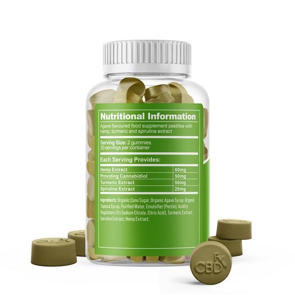 CBDfx Turmeric &amp;amp; Spirulina CBD Gummies X60 1500mg