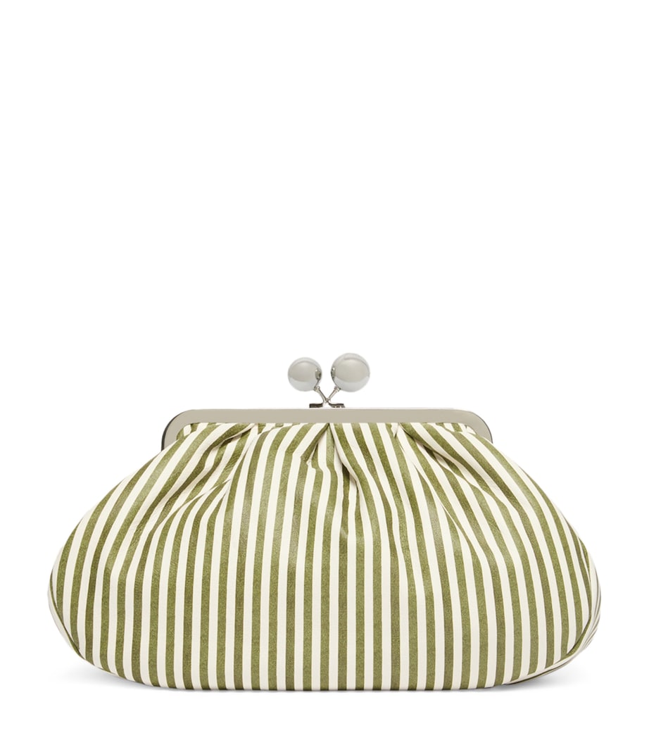 Weekend Max Mara striped leather clutch bag medium, imported from the UK