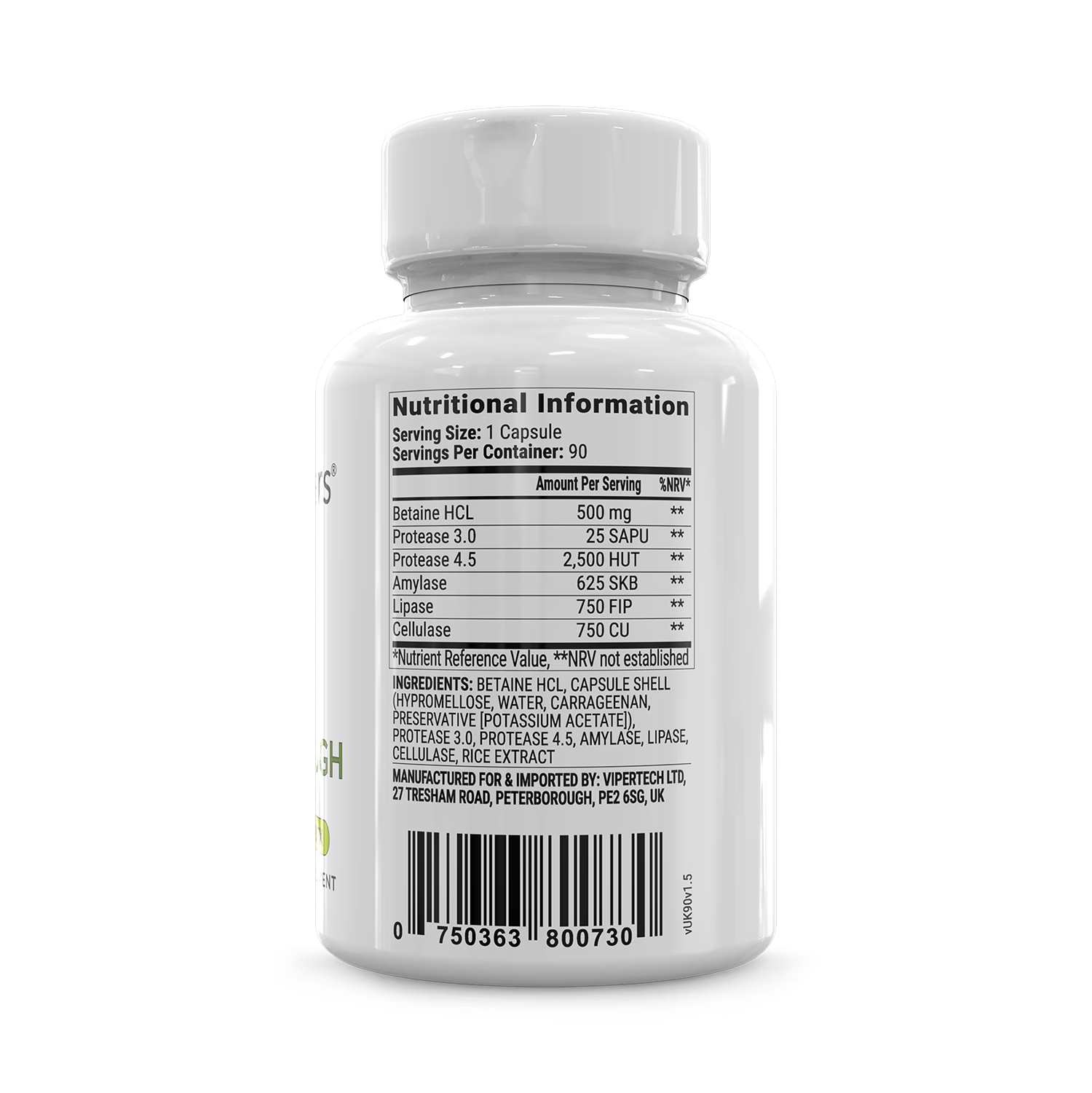 Vipetech HCL Breakthrough 90 capsules betaine HCL supplement - British product