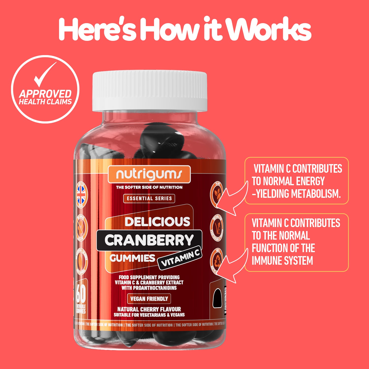 Nutrigums cranberry vitamin C gummies 60 count (British brand)