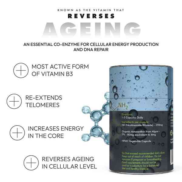 Feel Supreme supplement NR & Astaxanthin 60 capsules, imported from the UK