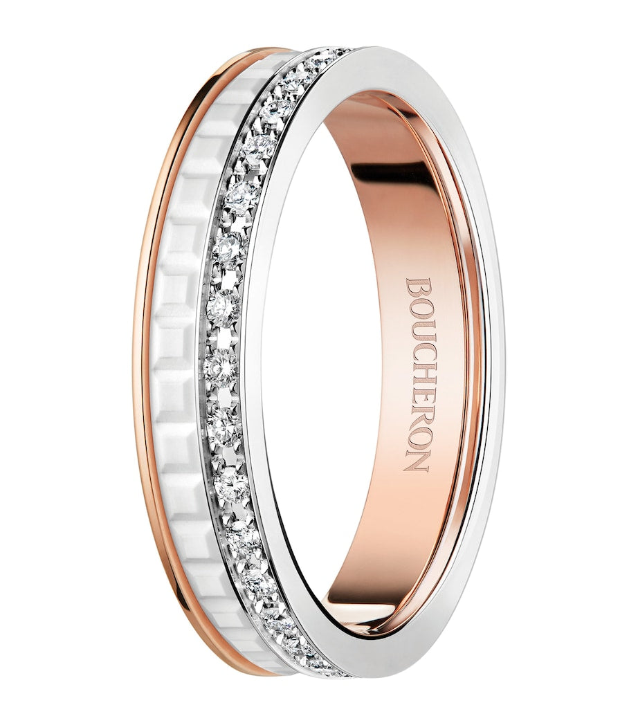 Boucheron White Edition wedding band with diamonds and ceramic - British product
