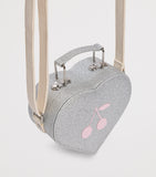 Bonpoint heart-shaped shoulder bag with printed cherries and sequins (British brand)
