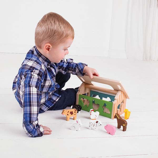 Bigjigs Toys Wooden Farmhouse Shape Sorter Toy GOODS Superdrug   