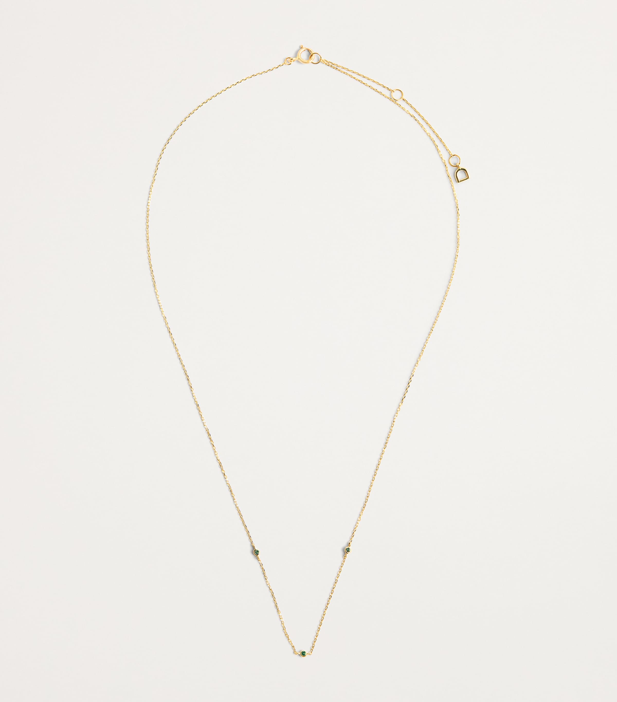 Astrid & Miyu yellow gold and emerald charm necklace - British product