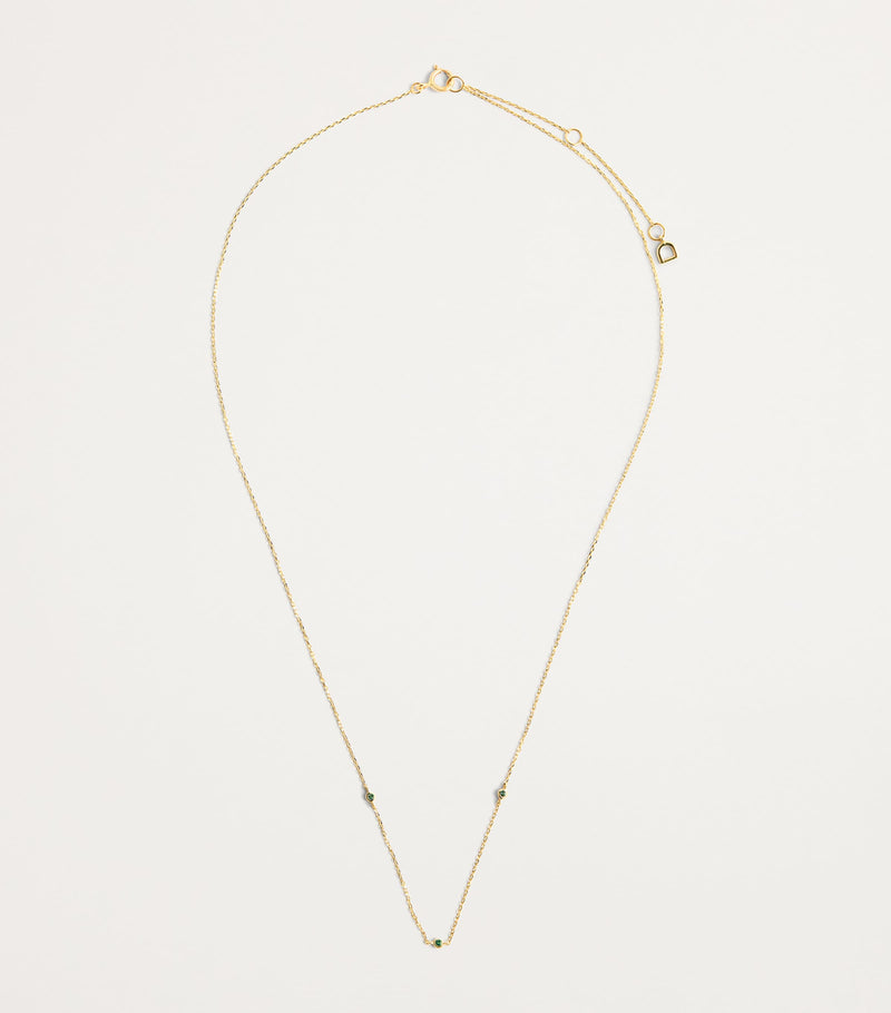 Astrid & Miyu yellow gold and emerald charm necklace - British product