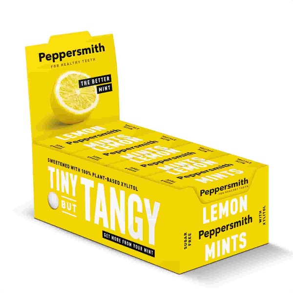 Peppersmith Lemon Mint mints 12x15g, imported from the UK