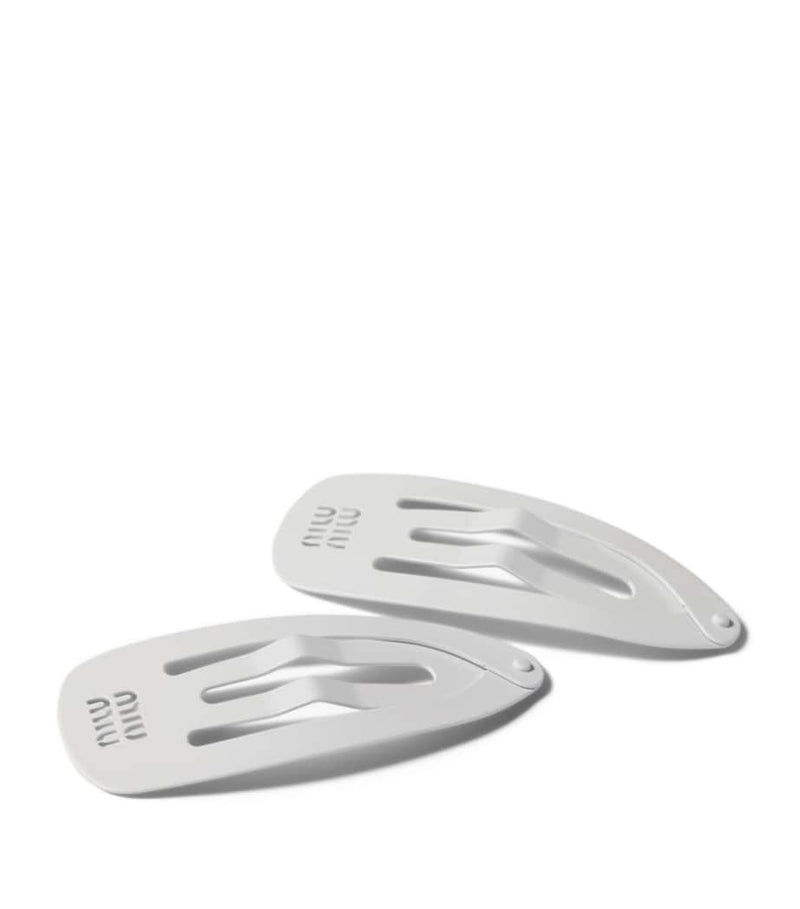 Miu Miu metal logo hair clips set of 2, UK version