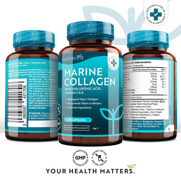 Nutravita Marine Collagen 1000mg with Hyaluronic Acid-60Caps GOODS Superdrug   