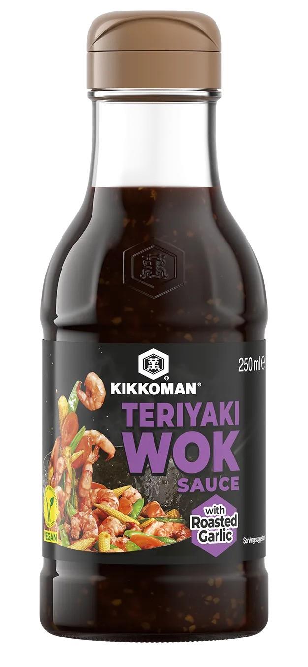 Kikkoman teriyaki wok sauce with roasted garlic (British brand)