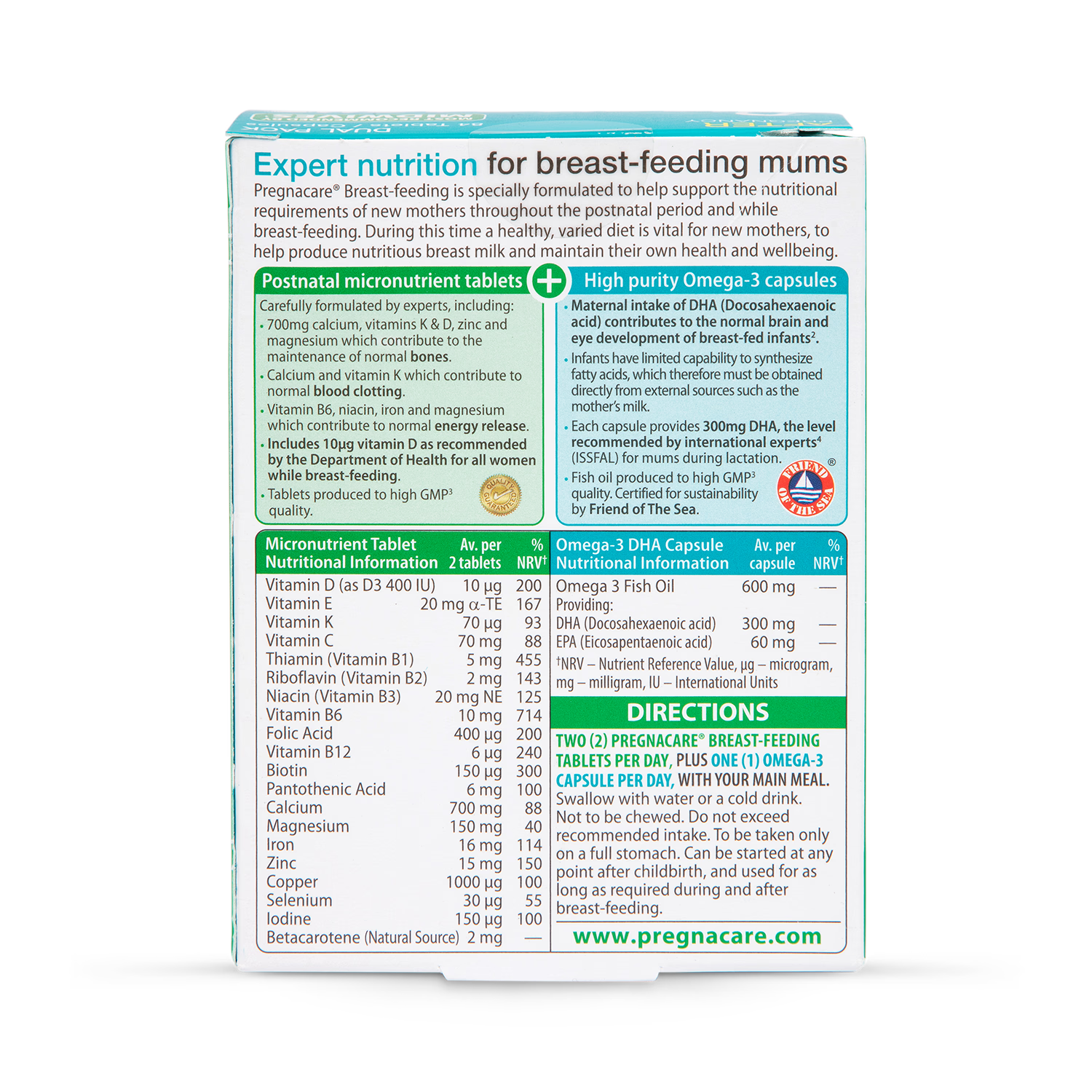Vitabiotics Pregnacare Breastfeeding supplement 84 tablets (British brand)