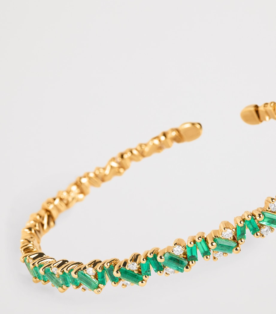 Suzanne Kalan Frenzy Reborn bangle yellow gold diamonds emeralds - British product