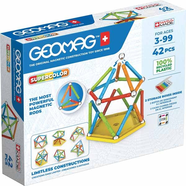 Geomag Supercolor magnetic building set 42 pieces - British product