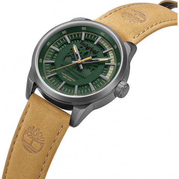 Timberland Lanigan men's watch brown leather strap alloy case, imported from the UK