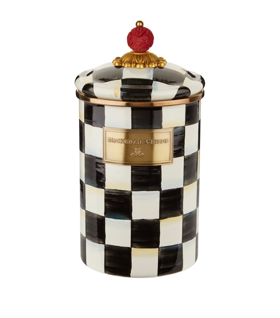 MacKenzie-Childs Large Courtly Check enamel canister, imported from the UK