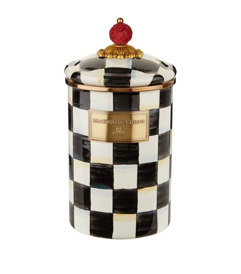 MacKenzie-Childs Large Courtly Check enamel canister, imported from the UK