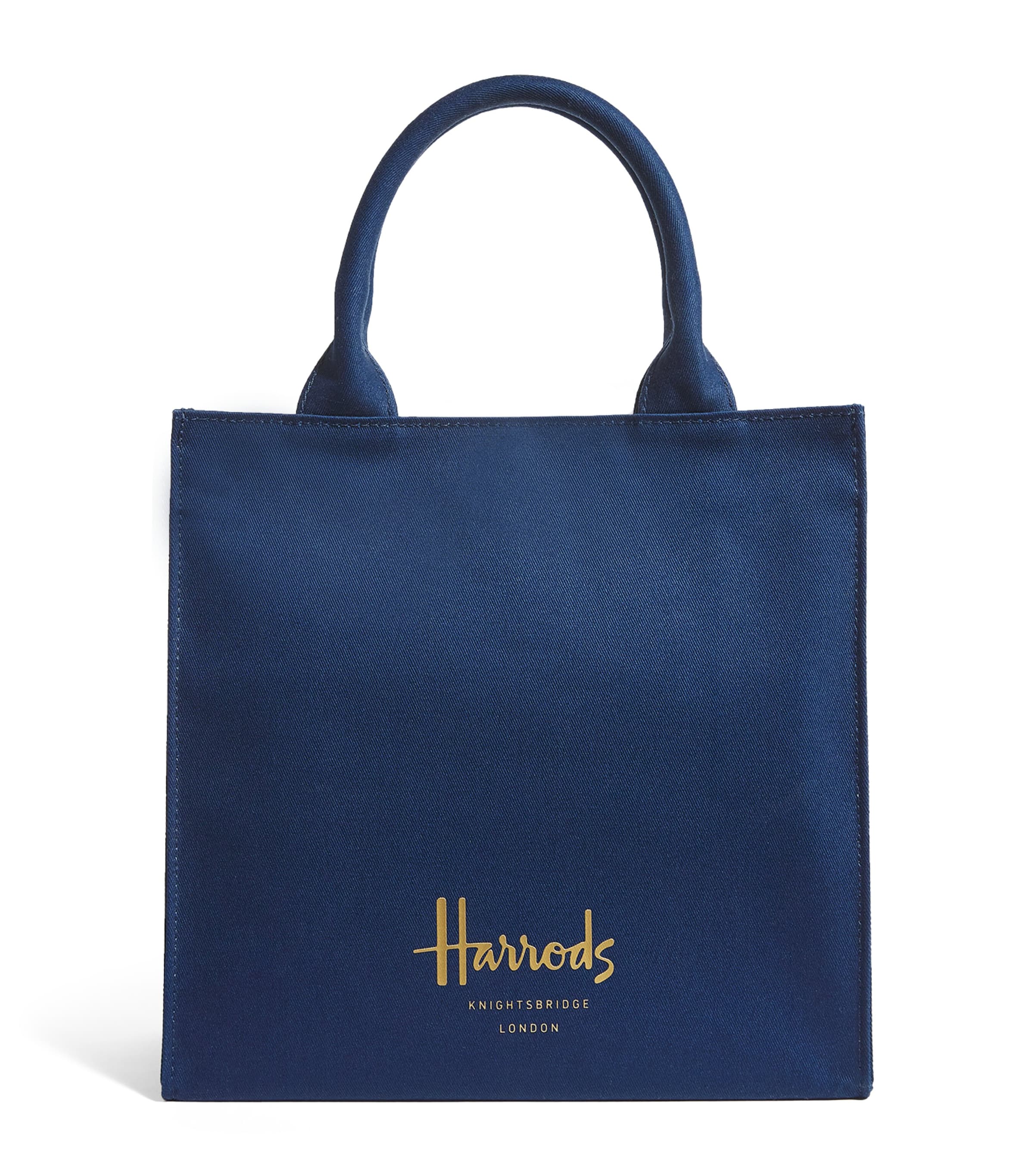 Harrods small cotton tote bag with gold logo, UK version