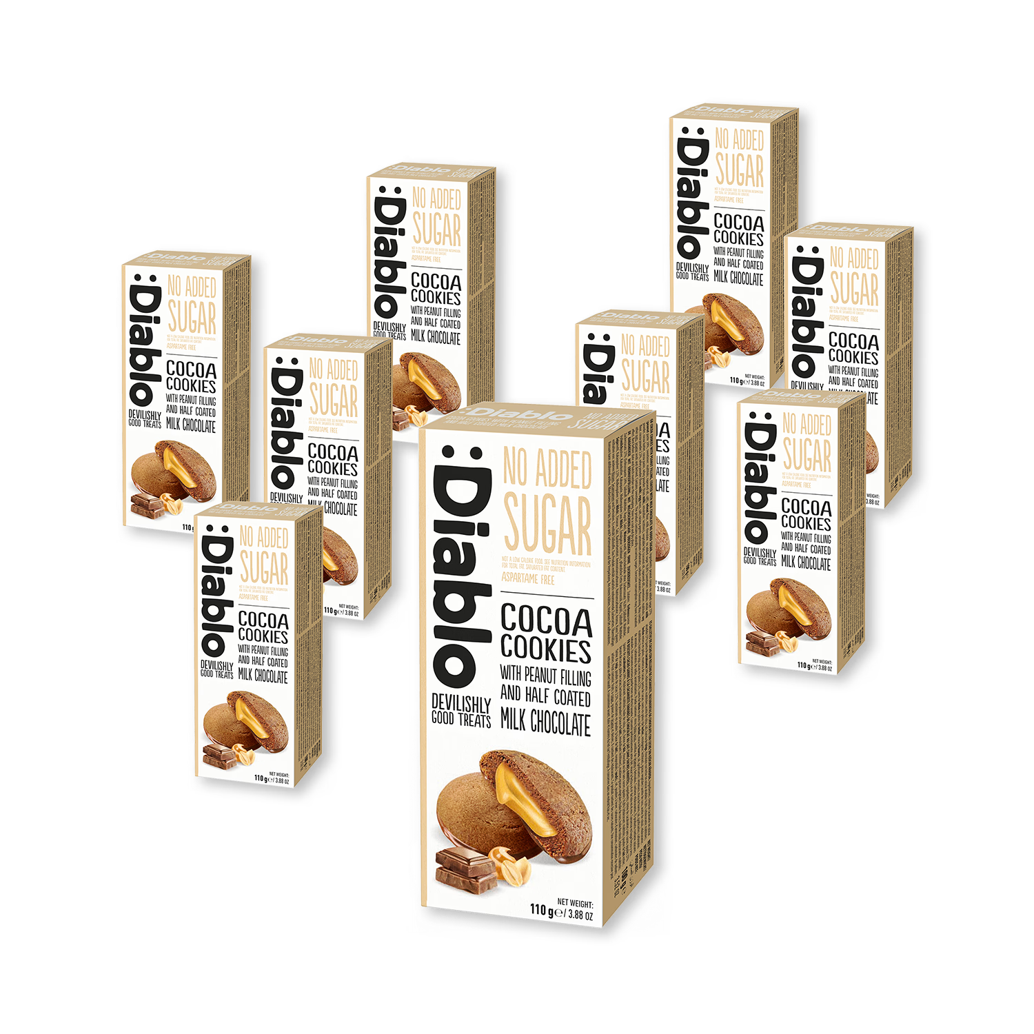 Diablo cocoa cookies with peanut filling and milk chocolate 110g - British product