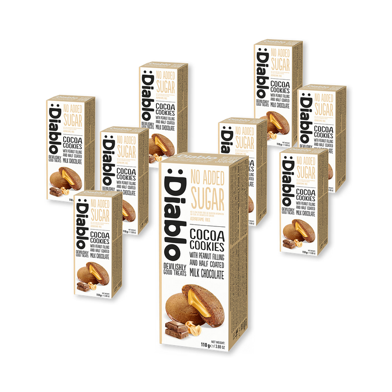 Diablo cocoa cookies with peanut filling and milk chocolate 110g - British product