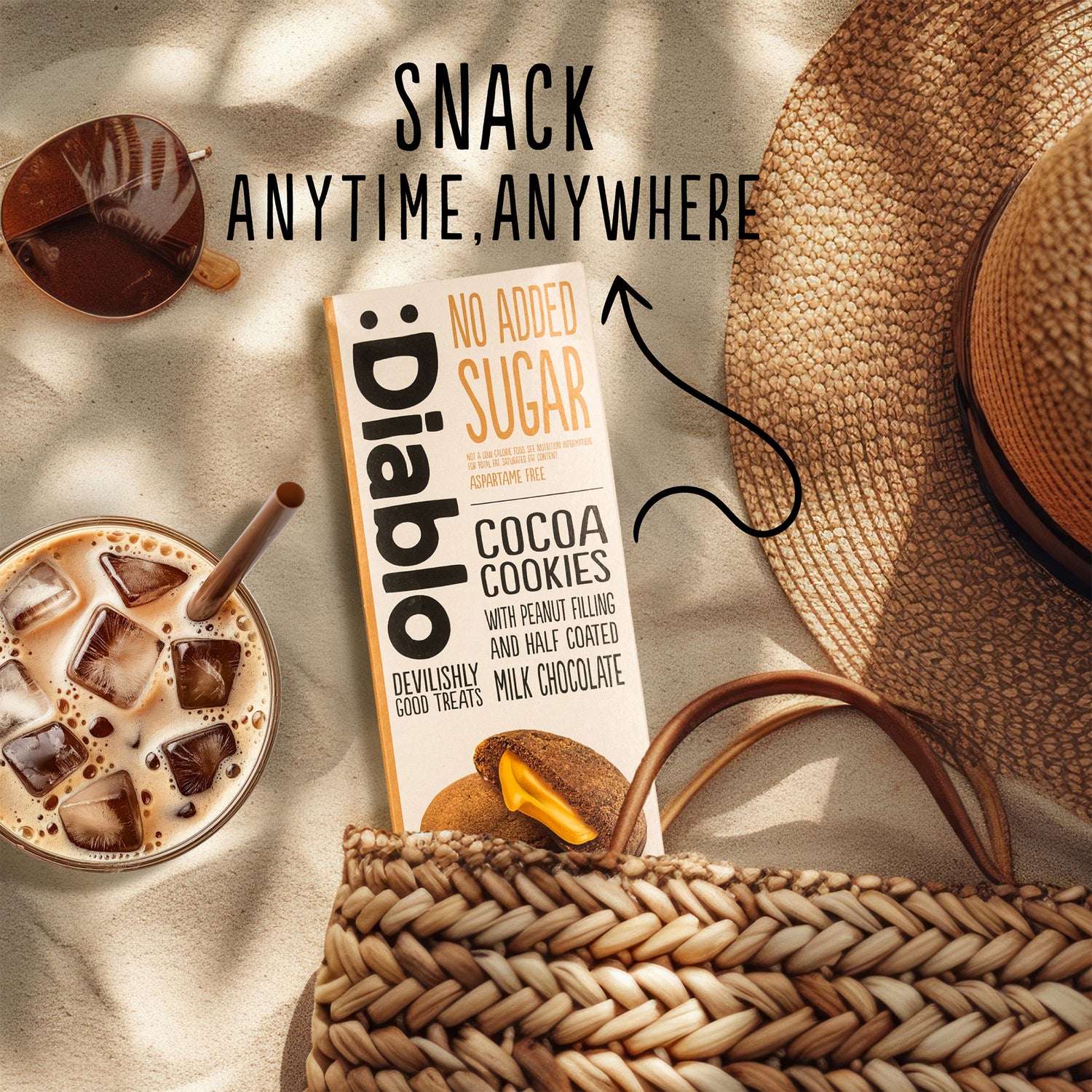 Diablo cocoa cookies with peanut filling and milk chocolate 110g - British product