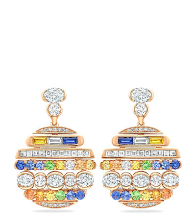 Harrods Boodles Rose Gold, Diamond, Sapphire and Tsavorite Play of Light Drop Earrings- Buy online at McGrocer