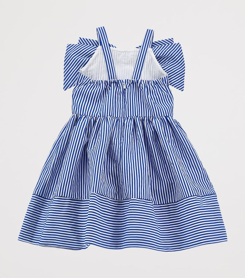 Monnalisa stripe bow-detail dress for children aged 2-12 years, imported from the UK