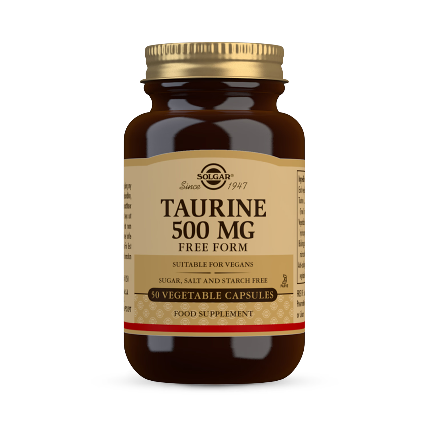 Solgar Taurine supplement 500mg 50 capsules - British product