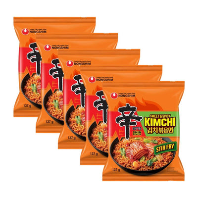 Oriental Mart Nongshim Stir-fried Noodles Kimchi Flavour Multipack- Buy online at McGrocer
